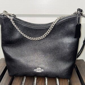 Coach Black Pebbled Leather Shoulder Bag